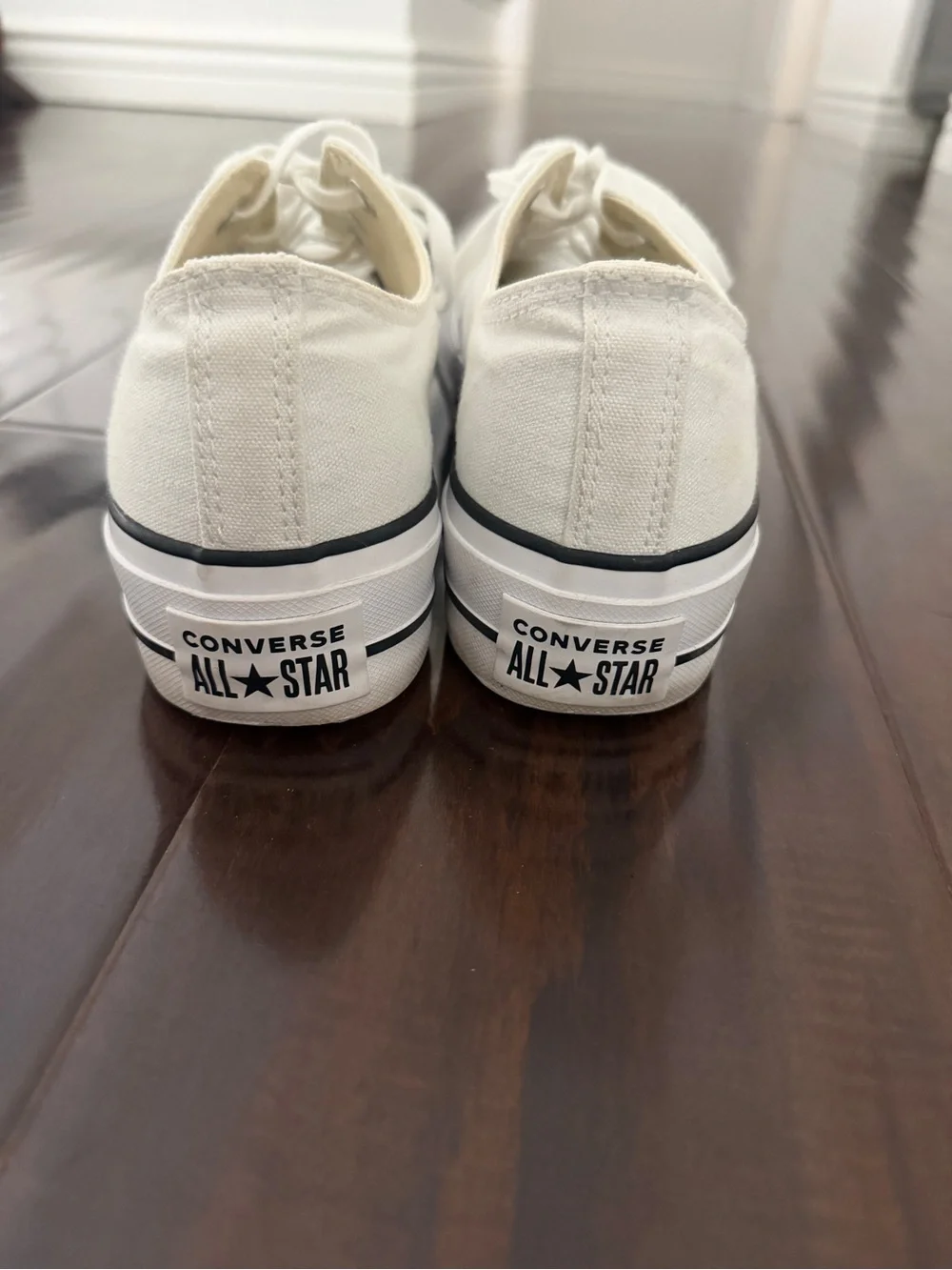 Converse White Canvas Low-Top Sneakers with Black Insole Logo - Picture 3 of 5